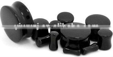 Double flare blue stone ear plug organic body jewelry, stone flesh tunnel/(ear expander) body Piercing jewelry