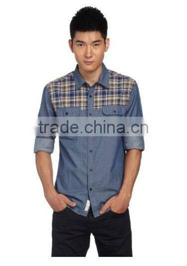 2014 design long sleeve shirt men's jean shirt polo shirt