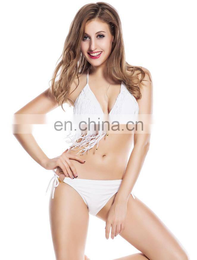Various colors and sizes in stock tassel white bikini wholesale