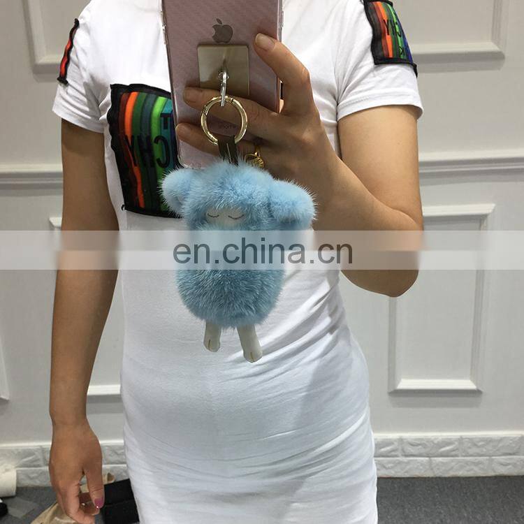 2016 Luxury Fur Accessory Korea Soft Nice Genuine Mink Fur Sheep Keyring