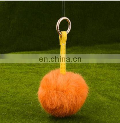 Promotional Charm Fluffy fox fur ball pom poms Accessories plush keychain car keyring Bag Purse Pendant Heart shape
