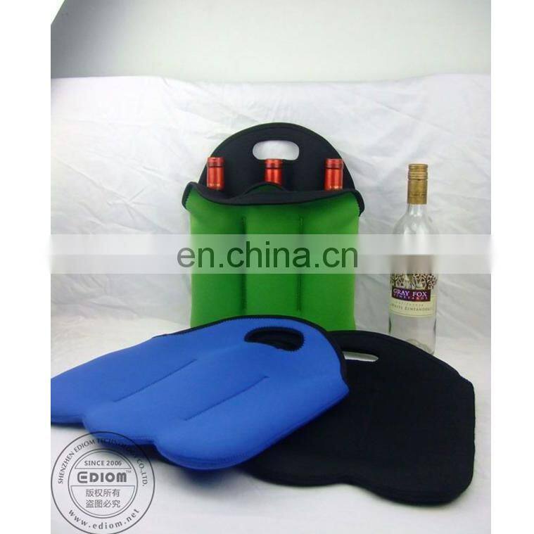 Hot selling new arrival 750ml neoprene reusable divided wine tote bag