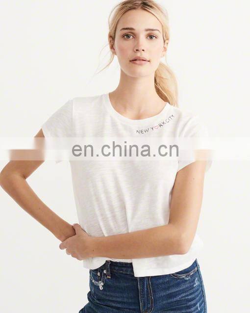 basic wear women clothing print logo short sleeve t shirt comfortable 100%cotton t shirt for girls