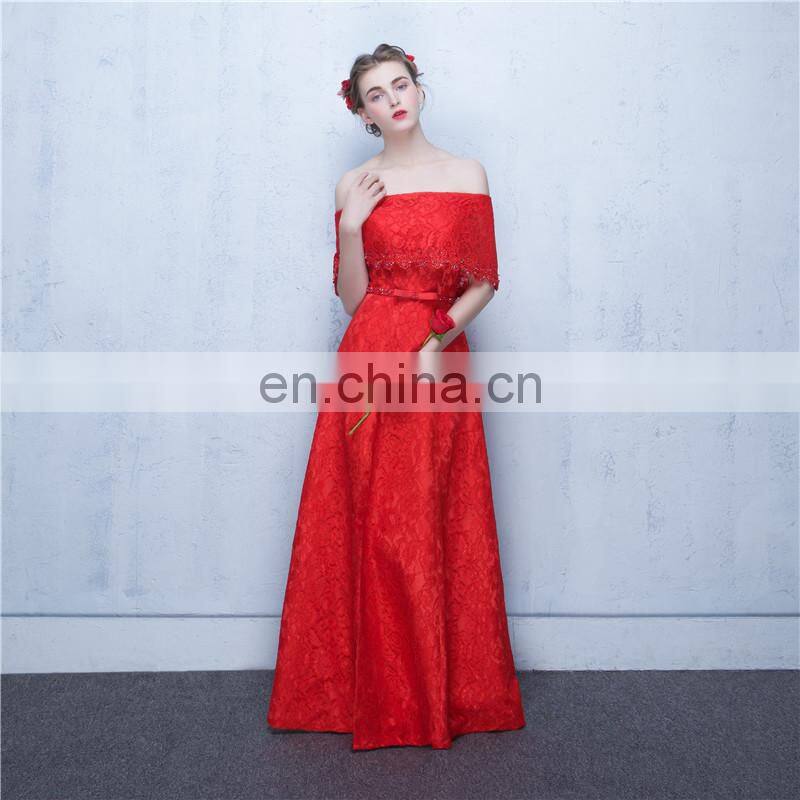 Sweet 17 Dress Off-The-Shoulder Bow Red Elegant Beaded Peplum Side Split Lace-up Backless Lace Evening Dress