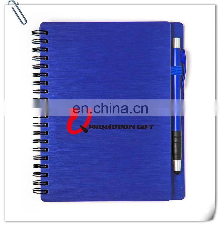 mercury spiral round 70sheets lined notebook set with stylus ball pen and solid metallic textured cover