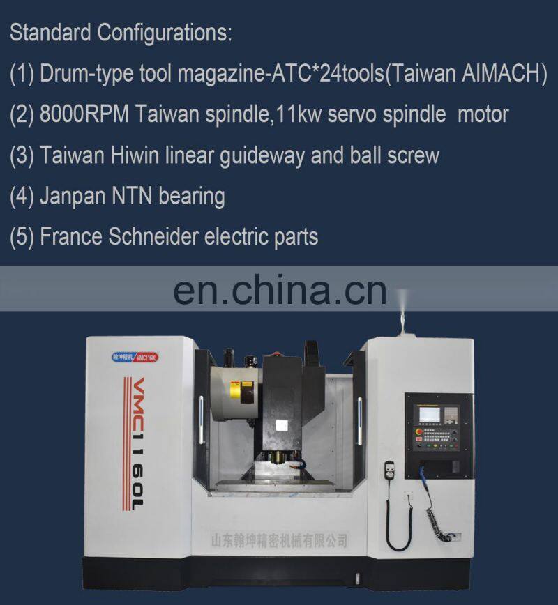 Taiwan Spindle ATC And CTS System Vertical CNC Milling Machine For Metal/Alloy/Steel Parts Machining