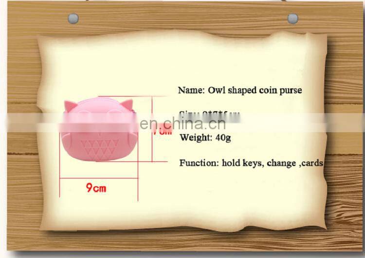 Promotion Mini Owl Shape Coin Bag Women Clutch Key Purse Pouch Silicone Fancy Ladies Cartoon Wallet