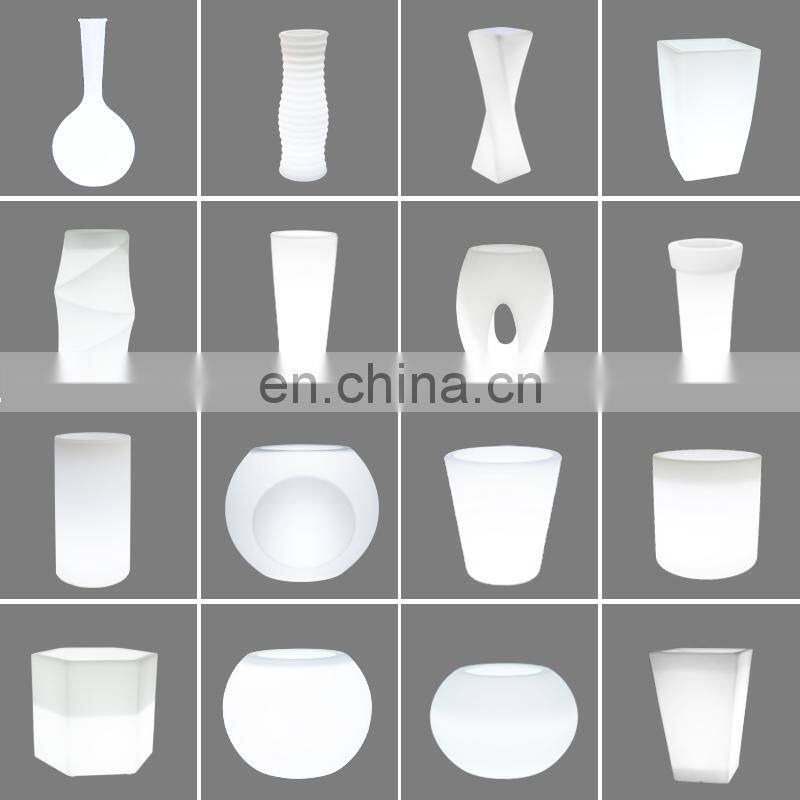 Decoration plastic furniture led lighting flower pot planter vase
