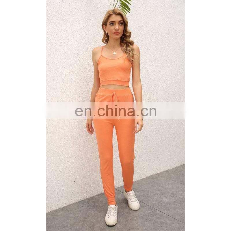 Manufacturer customized LOGO new women's short sling with trousers sports and leisure two-piece suit