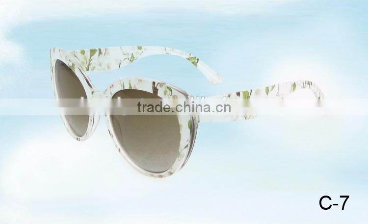 ladies new model flower heat transfer printing frame sunglasses
