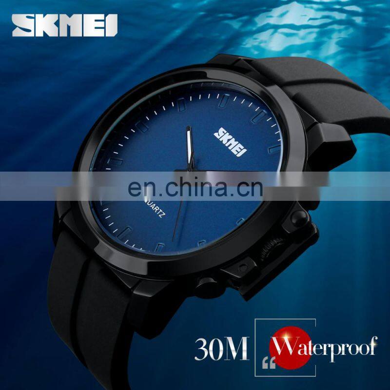 Fashion big dial SKMEI 1208 leather watch strap stainless steel back gifts for men cool wristwatches