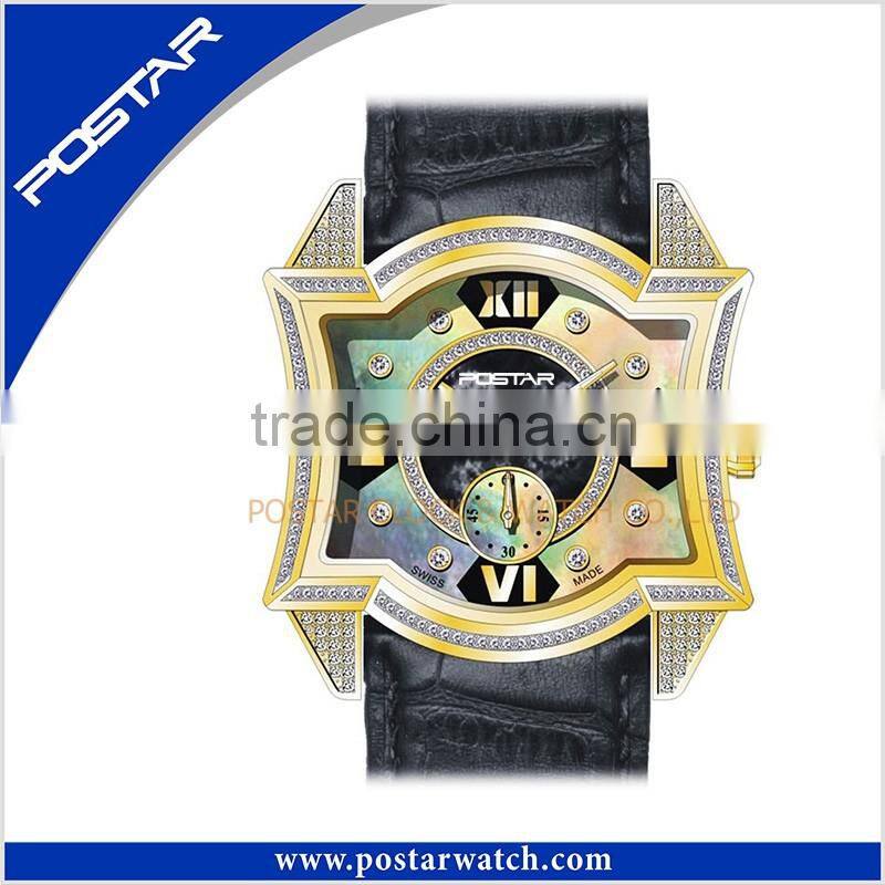 Original New Arrival Fashional Watch Quartz Wrist Watch with Genuine Leather Band and Square Dial