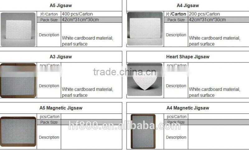 whole sale sublimation blank jigsaw puzzles for heat transfer