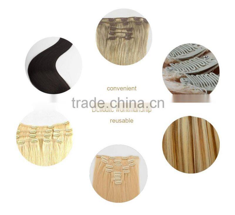 160g 180g 220g 260g full head human remy hair blond clip in hair weaves