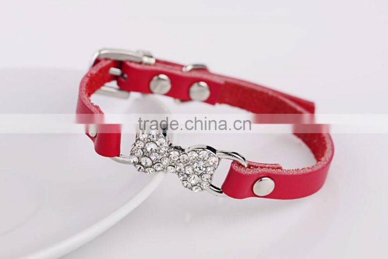 Wholesale diamond bone leather pet collar creative dog collars
