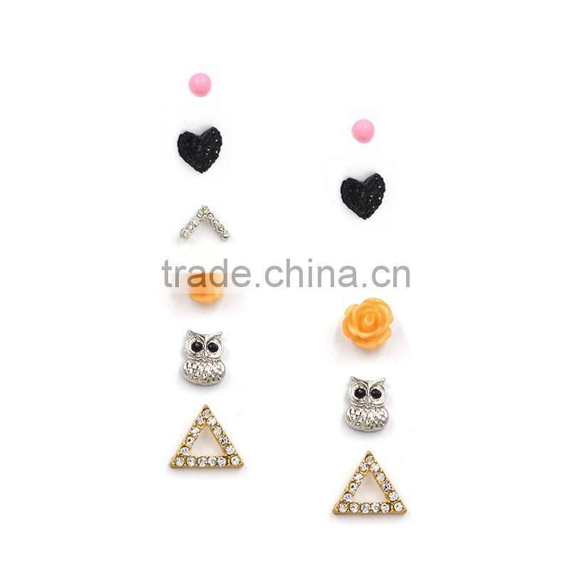 Fancy Multiple Piercings Colorful Beautiful Designed Earrings Set For Ladies