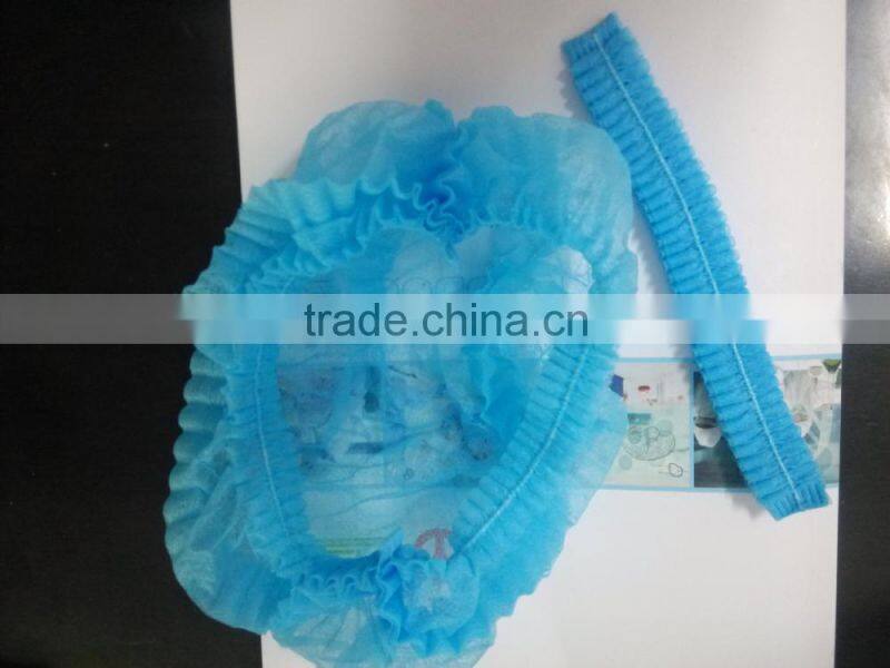 disposable non woven hairnets single elastic blue 10gsm PP