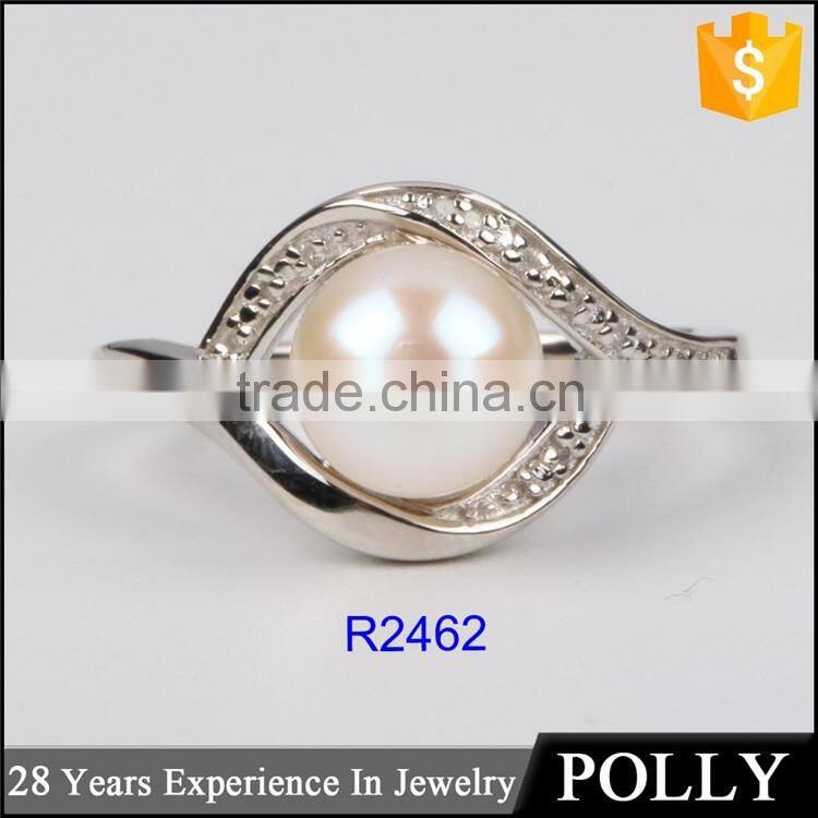 Fahion river born pearls women ring with DIA 925 silver ring