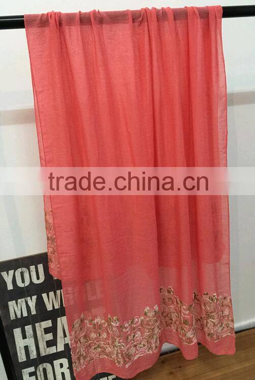 New Embroidery Design Pattern Cotton Viscose Fashion Ladies Scarf