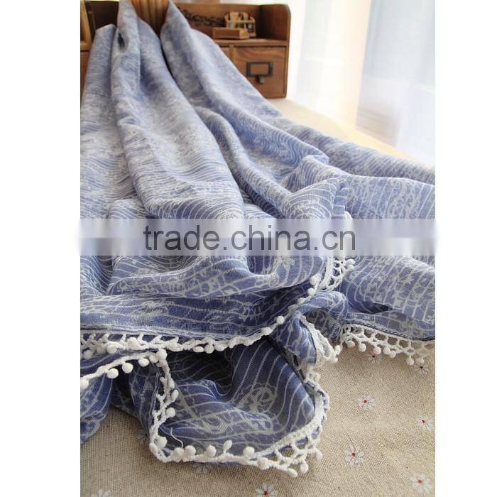 Leisure Paisley Pattern Lace Brim Women's Multifunctional Pashmina Shawl