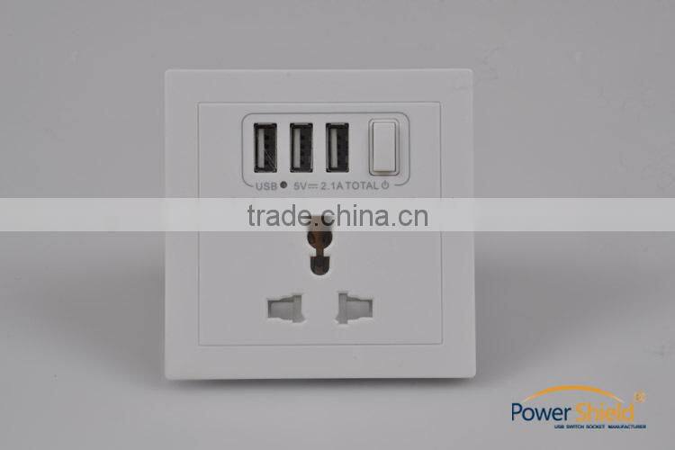 International Universal /Middle East Double USB Wall Socket 250V 16A Brush Finishing Charging for iPhone 6s