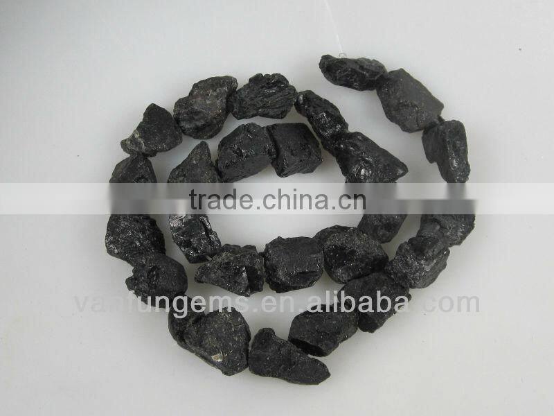 Black tourmaline nugget beads for jewelry