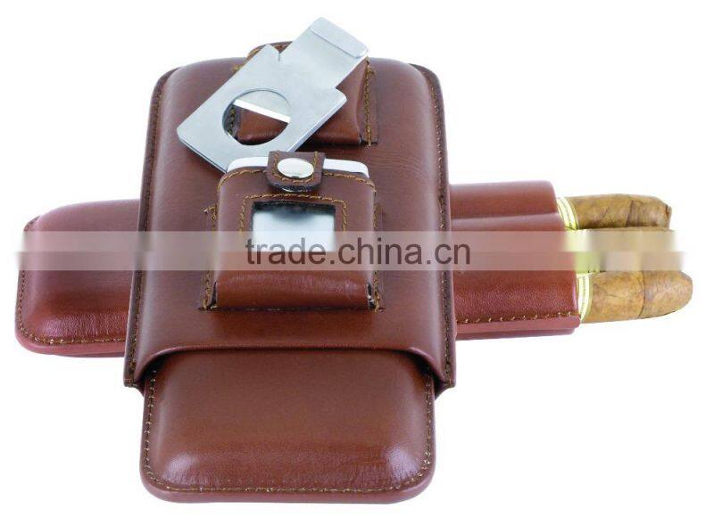 popular Cigar holder with cigar cutter 340017-19 and lighter pouch FOR PACKING CHARGE