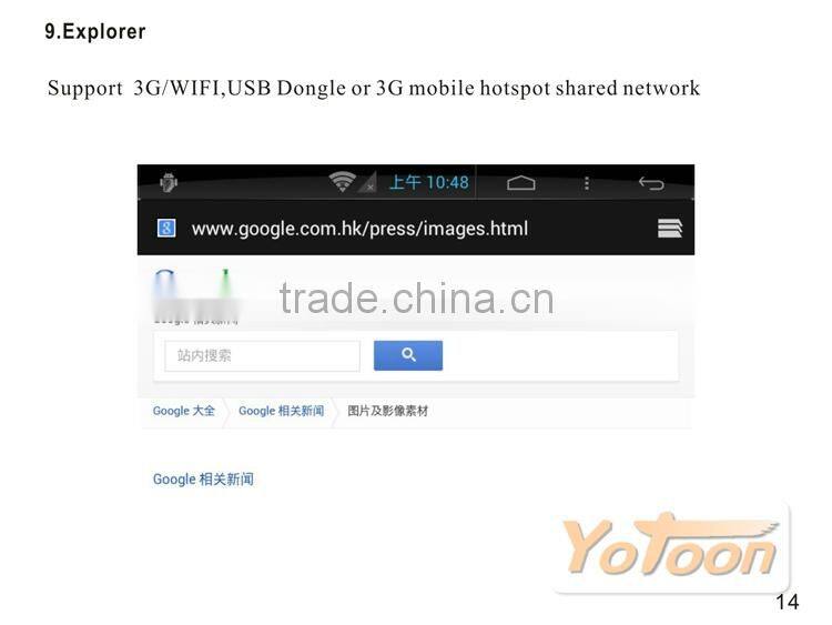 Android Car DVD player, GPS/BT/MP3/MP4/MP5/FM/AM/IPOD 100 kinds of Android 4.0 Car DVD 3G(WCDMA) and WIFI