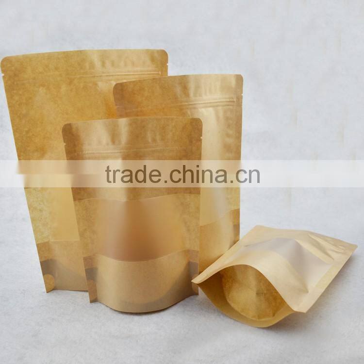 food grade stand up zipper kraft paper bag with clear window accept custom printing