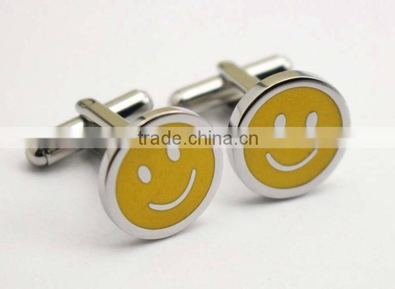 Classic Stainless Steel Baby Face Smiling Emoji Cufflink For Men
