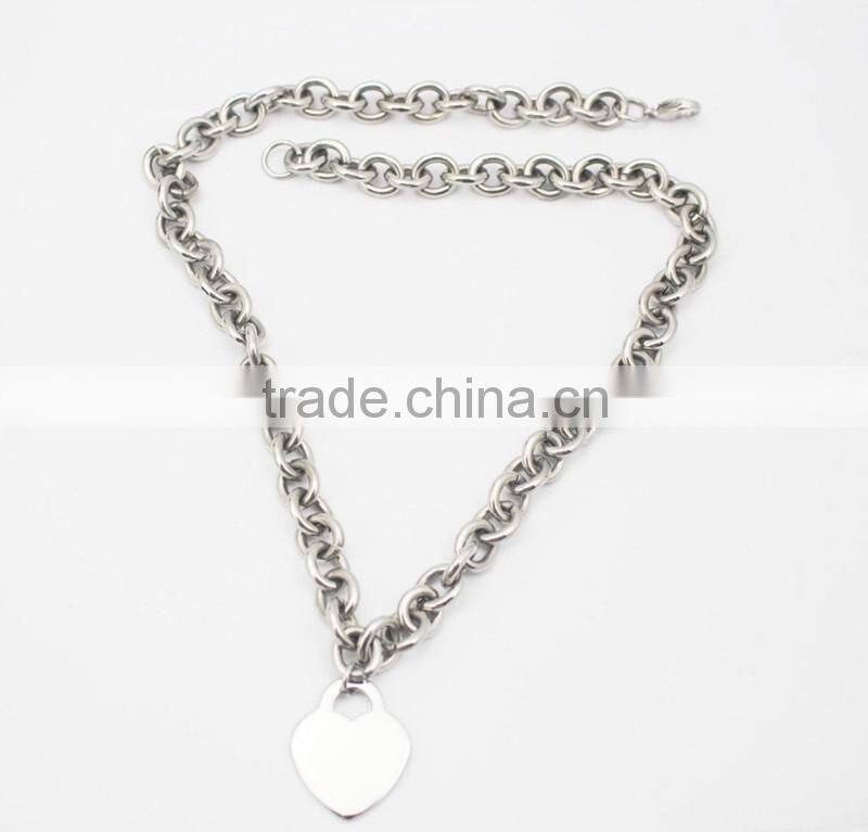 Top Quality Stainless Steel Chunky Chains Heart Necklace