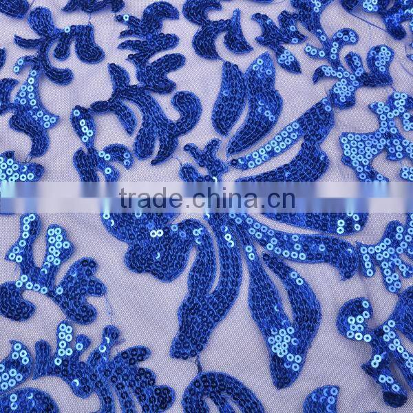 Hot sales flower sequin embroidery fabric for wedding dress