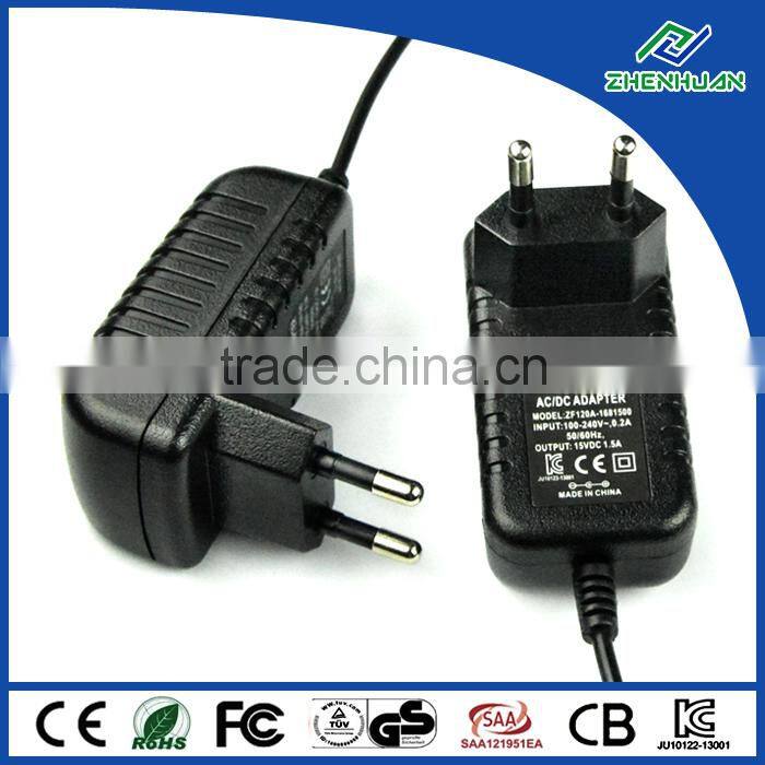 AC/DC power supply 15V 1.5A zte adapter wall plug