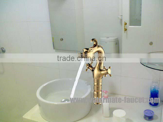 lavatory faucet dual handle basin faucet in gold finish