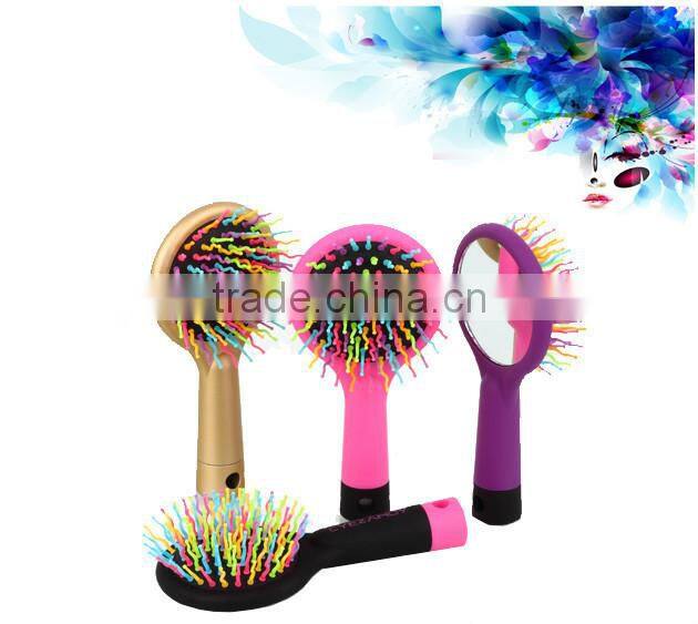 2015 Best Gift Care Massage Comb Rainbow Hand Hair Brush Paddle Hair Brush Custom Hair Brush
