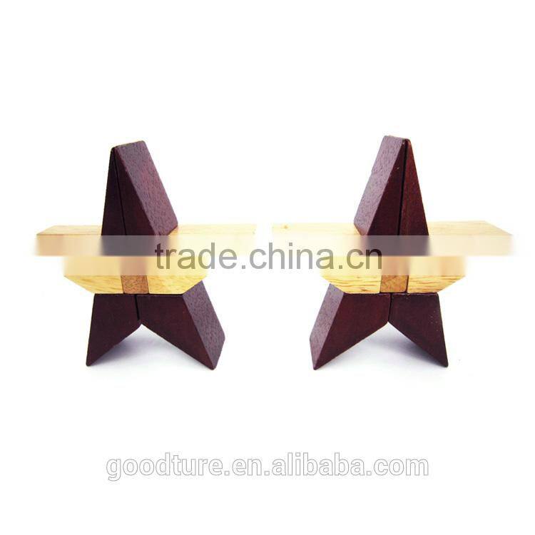 2015 Hot Sale Wooden IQ Intelligent Puzzle Magic Puzzle Kongming Lock Brain Teaser Model Number GAD1129