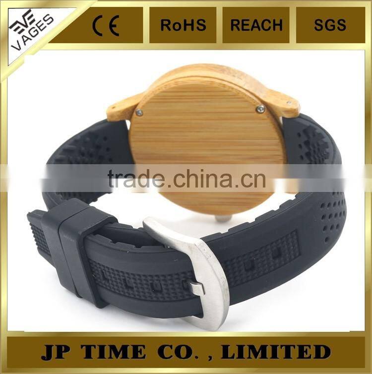 Newest Soft Silicone Band 4 colors for choice wood dial bamboo wood watch private label
