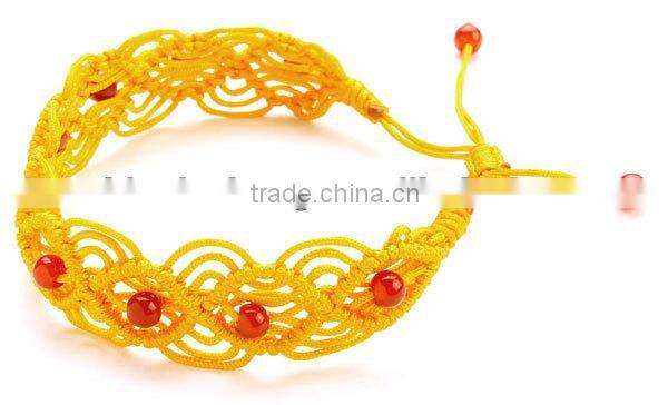 2016 fashion designed cheap cotton string bracelet with bead for woman