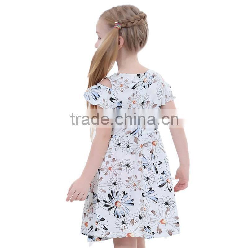 2016 Hot selling girl summer dress with floral pattern fashion girl dress