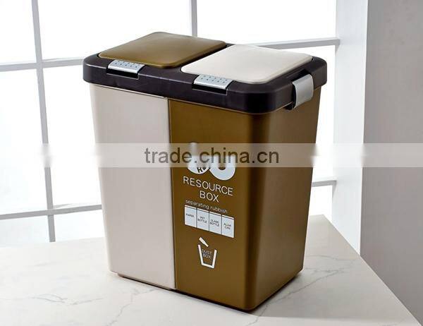 eco friendly trash can, sorted plastic trash can
