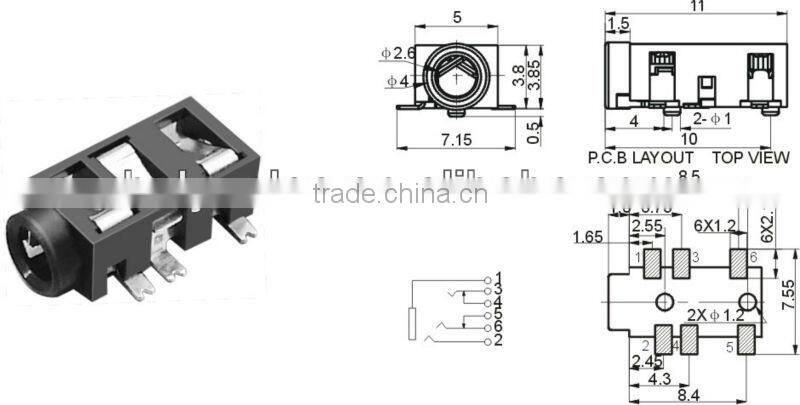 2.5mm phone modular jack