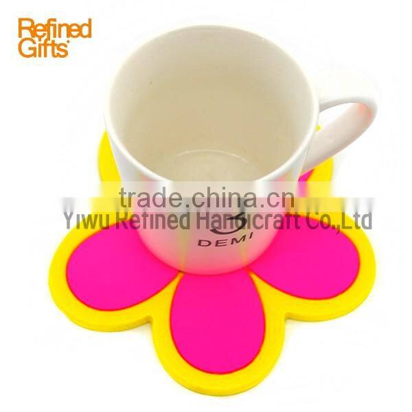 Soft Pvc Bespoke Heart Flower Coasters High Quality Water Cup Pads Promotional gifts