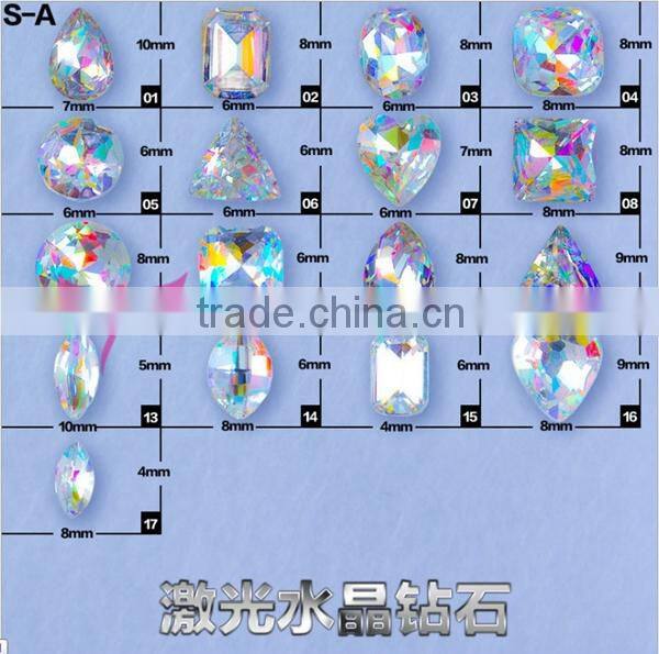 2015 iridescence sharp bottom rhinestone/tip accessories crystal for nail art decoration
