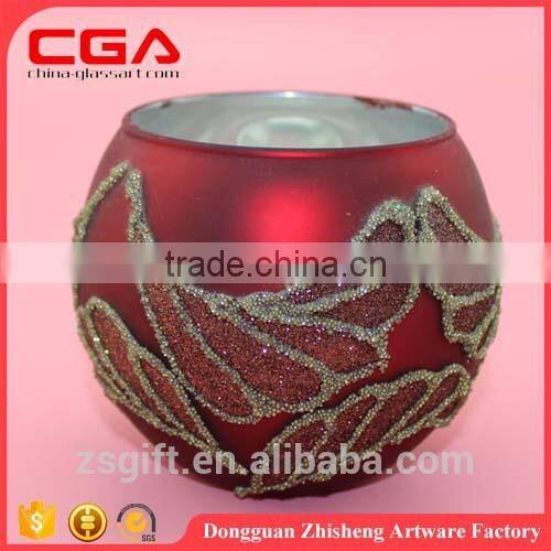 Round glass candle stand,painting glass candle holder for home decorations