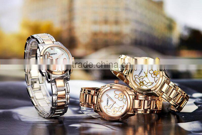 Kingsky KY075 Vogue Gold Plated Chain Quartz Girls Fancy Watches