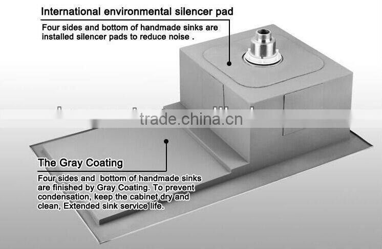 Stainless steel single bowl handmade kitchen sink with drain board/with tray 9645-4