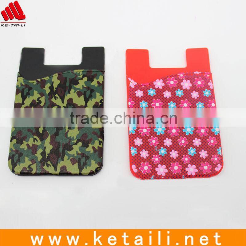 Cute design Self Adhesive 3m sticker silicone smart wallet,silicone card holder ,silicone phone pouch