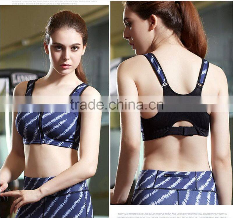 customized zipper women push up sexy sport fitness bra