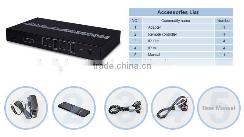 Precise 4x2 hdmi matrix with spdif optical output Ultra HD 4KX2K
