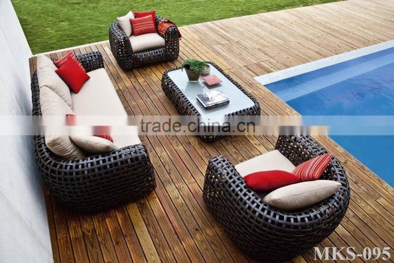 Wicker Rattan bamboo Outdoor Patio Sofa Set (1.2mm alu frame with powder coated,10cm thick cushion with 250g polyester)